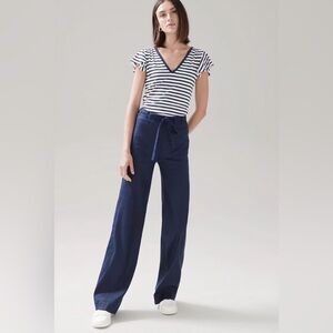 WHBM Navy Wide Leg Linen pants.  Size 12